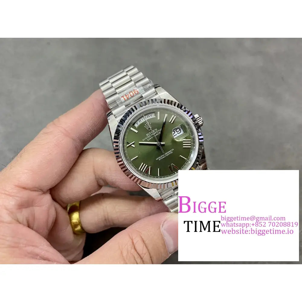 Daydate 40Mm Green Dial Roma Marker President Bracelet Gmf A3255 Rolex