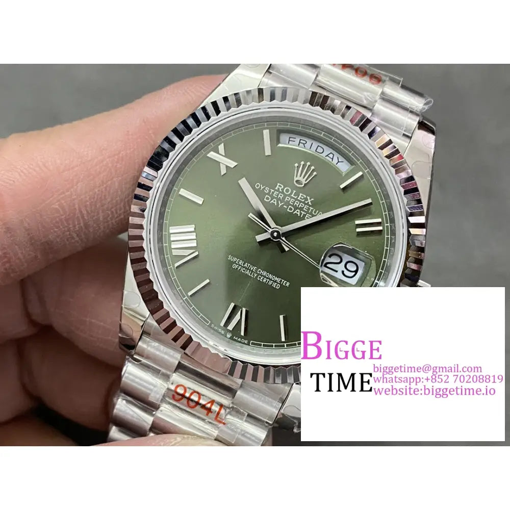 Daydate 40Mm Green Dial Roma Marker President Bracelet Gmf A3255 Rolex