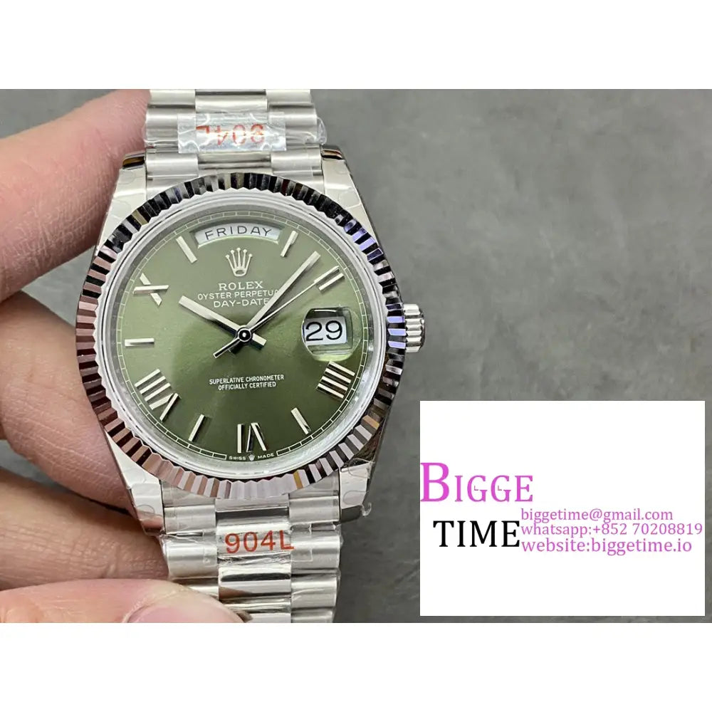 Daydate 40Mm Green Dial Roma Marker President Bracelet Gmf A3255 Rolex