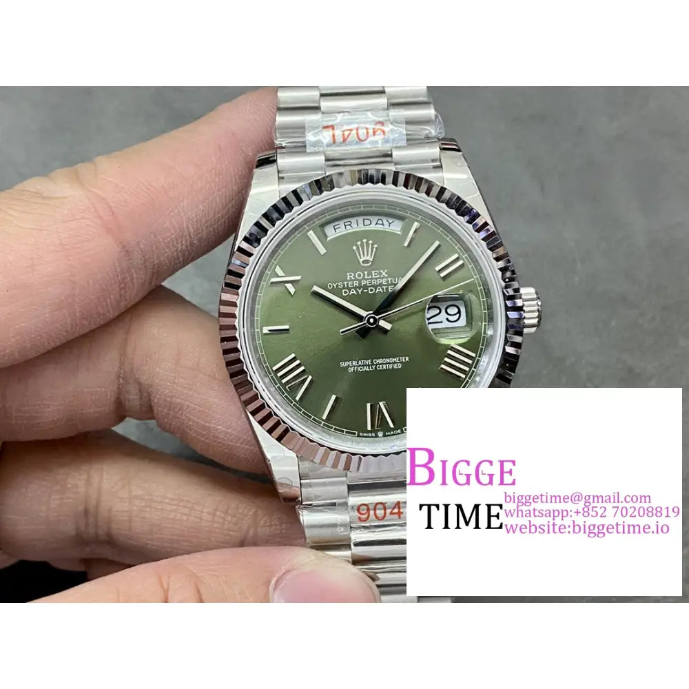 Daydate 40Mm Green Dial Roma Marker President Bracelet Gmf A3255 Rolex