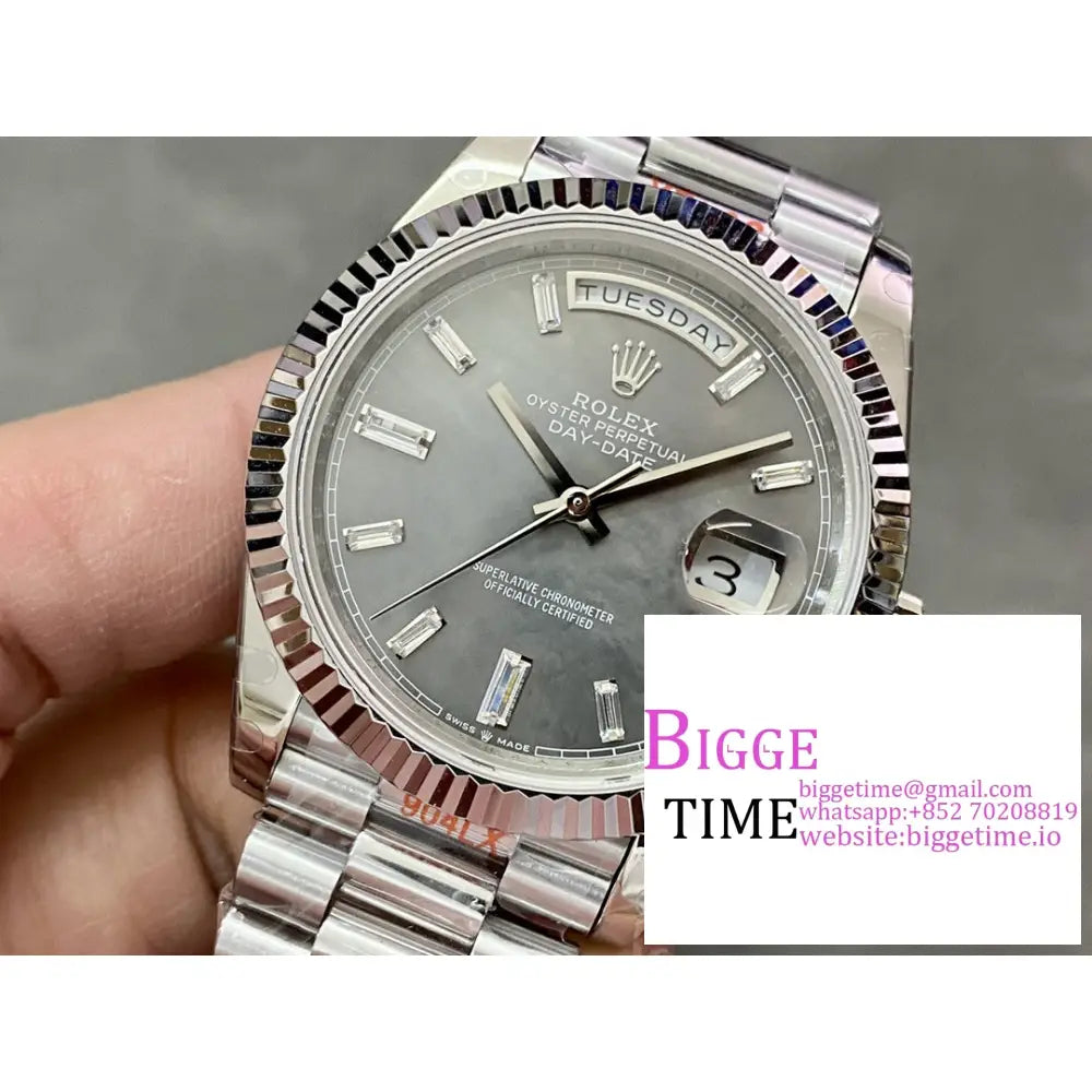 Daydate 40Mm Grey Meteorite Dial President Bracelet Gmf A2836 Tungsten Rolex