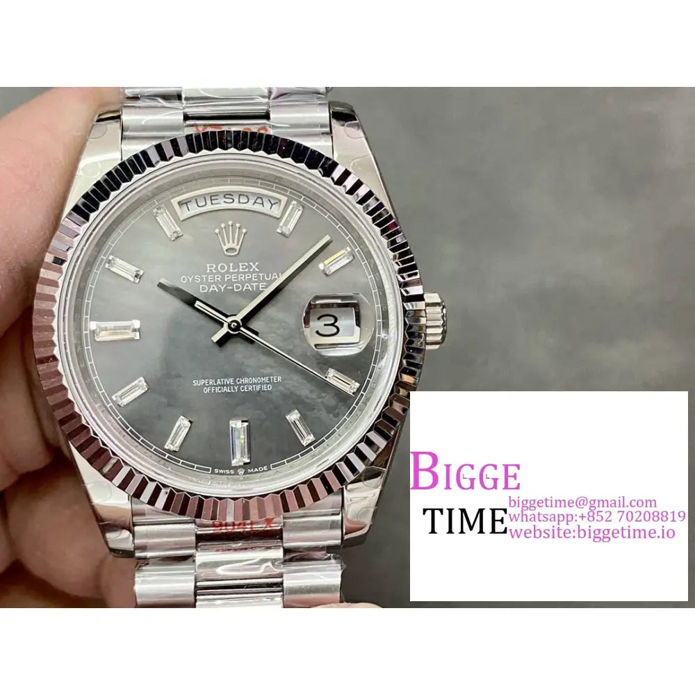 Daydate 40Mm Grey Meteorite Dial President Bracelet Gmf A2836 Tungsten Rolex