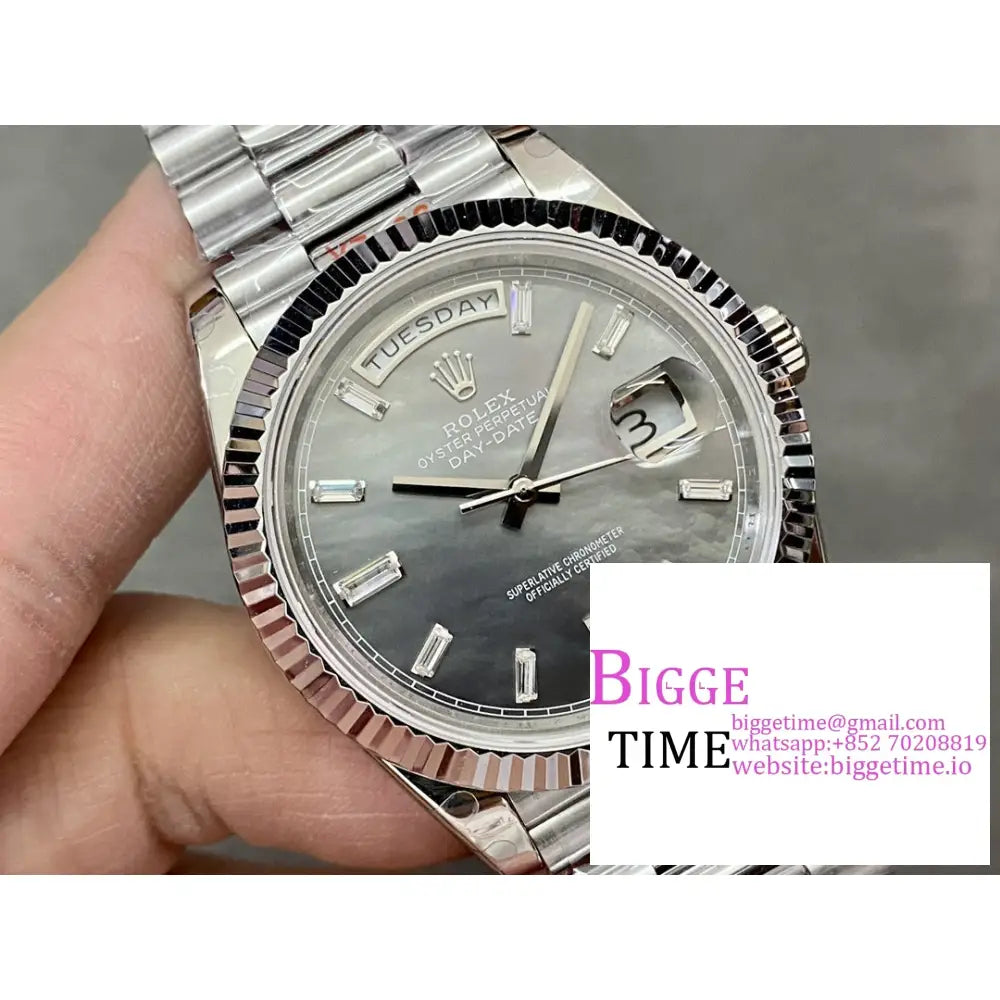 Daydate 40Mm Grey Meteorite Dial President Bracelet Gmf A2836 Tungsten Rolex