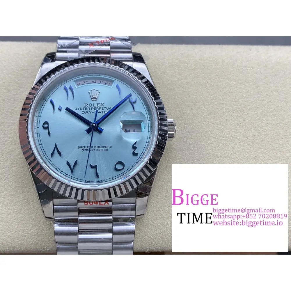 Daydate 40Mm Ice Blue Dial Arabic Marker President Bracelet Gmf A2836 Tungsten Rolex