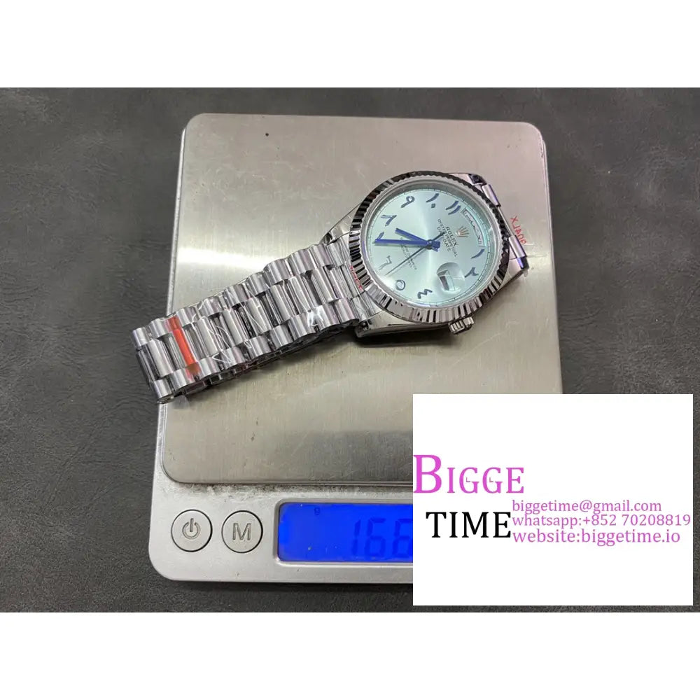 Daydate 40Mm Ice Blue Dial Arabic Marker President Bracelet Gmf A2836 Tungsten Rolex