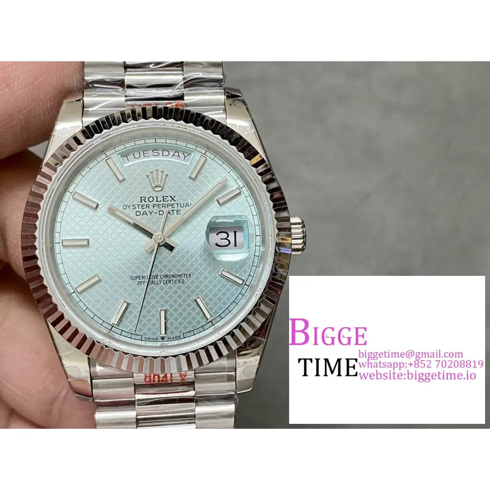 Daydate 40Mm Ice Blue Dial President Bracelet Gmf A2836 Tungsten Rolex