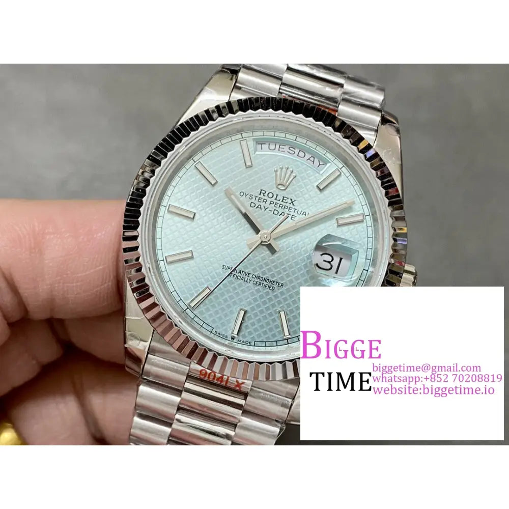 Daydate 40Mm Ice Blue Dial President Bracelet Gmf A2836 Tungsten Rolex