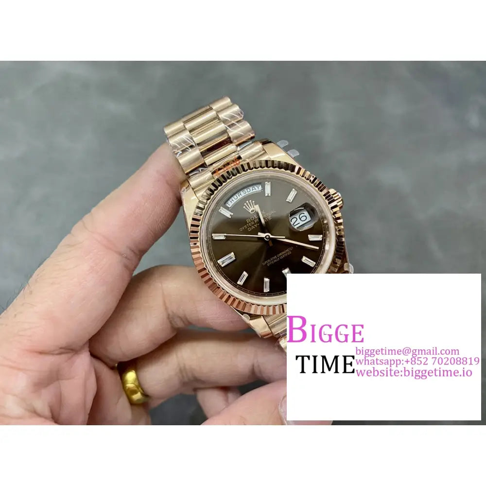 Daydate 40Mm Rg Brown Dial Diamond Marker President Bracelet Gmf A2836 Tungsten Rolex