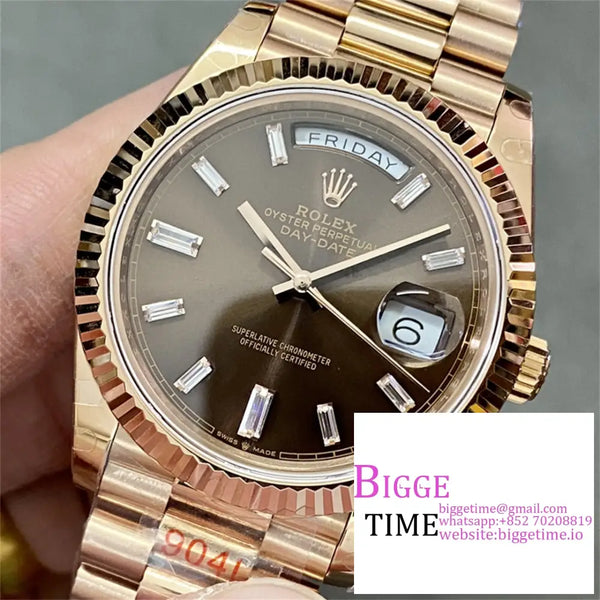 Daydate 40Mm Rg Brown Dial Diamond Marker President Bracelet Gmf A3255 Option1 Rolex