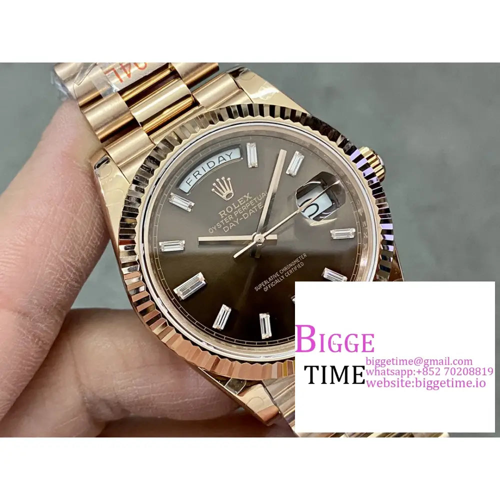 Daydate 40Mm Rg Brown Dial Diamond Marker President Bracelet Gmf A3255 Rolex