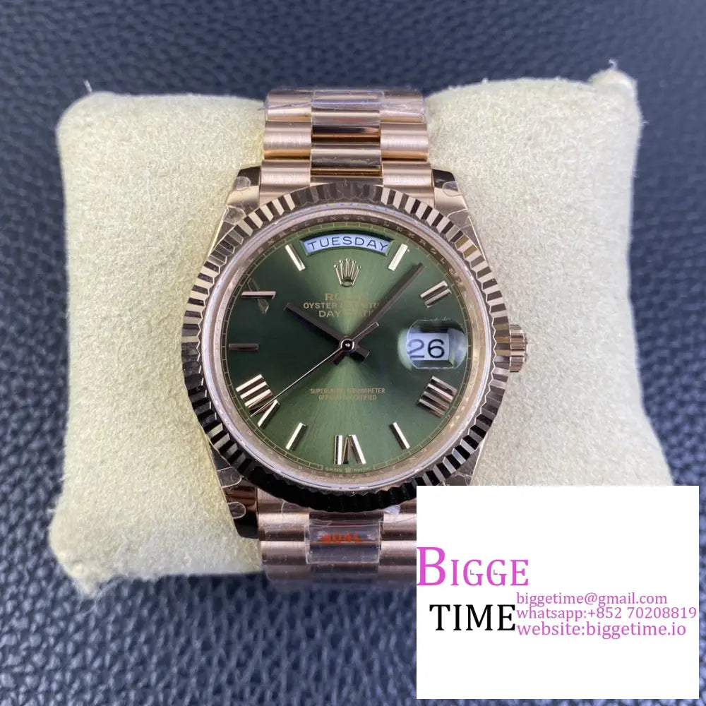 Daydate 40Mm Rg Green Dial Roma Marker President Bracelet Gmf A2836 Tungsten Option1 Rolex