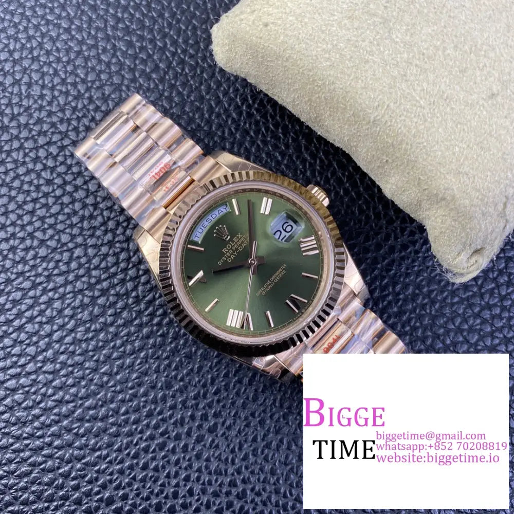 Daydate 40Mm Rg Green Dial Roma Marker President Bracelet Gmf A2836 Tungsten Rolex