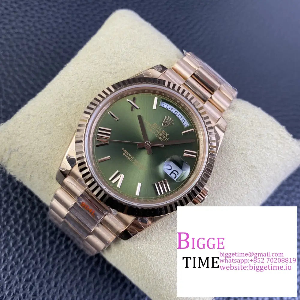 Daydate 40Mm Rg Green Dial Roma Marker President Bracelet Gmf A2836 Tungsten Rolex