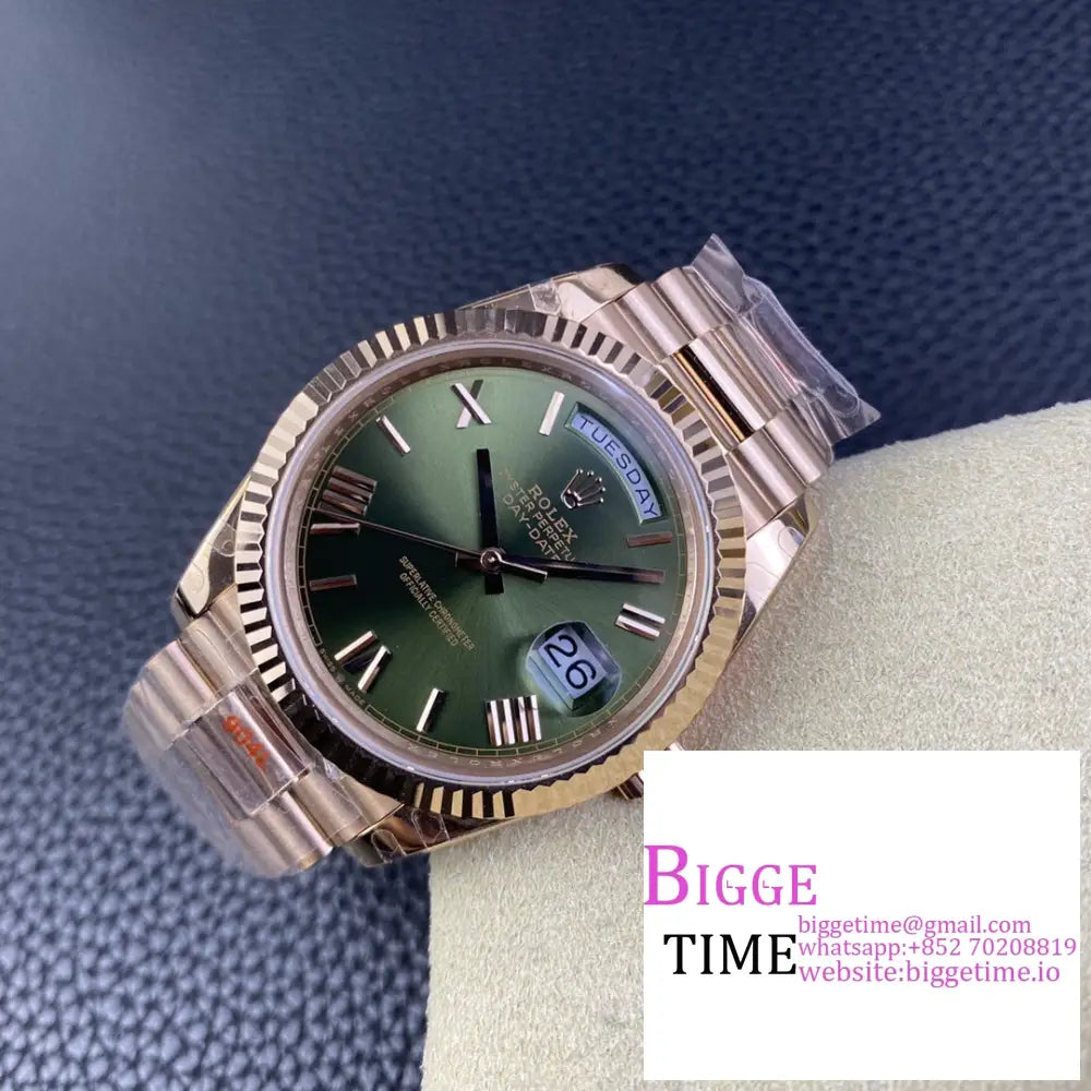 Daydate 40Mm Rg Green Dial Roma Marker President Bracelet Gmf A2836 Tungsten Rolex