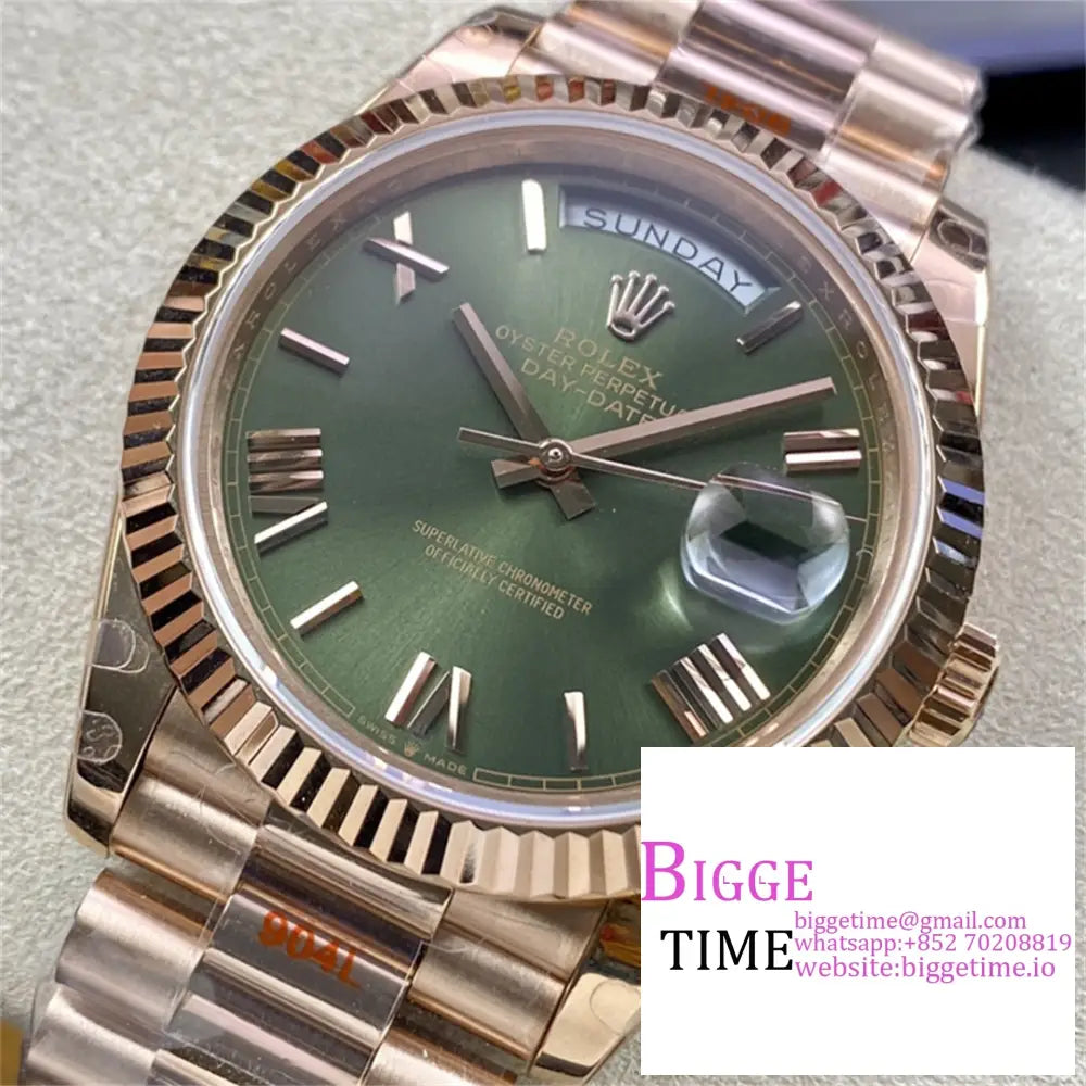 Daydate 40Mm Rg Green Dial Roma Marker President Bracelet Gmf A3255 Option1 Rolex