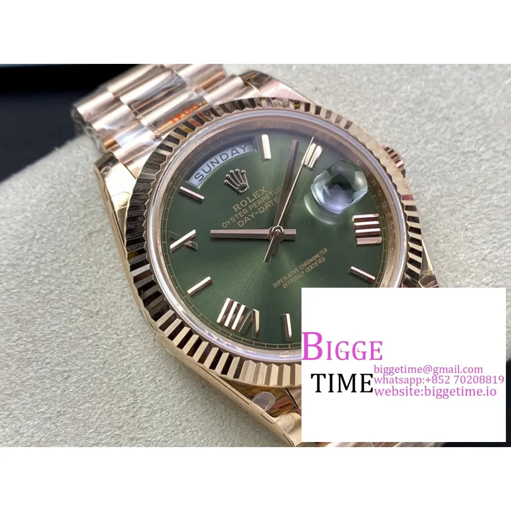 Daydate 40Mm Rg Green Dial Roma Marker President Bracelet Gmf A3255 Rolex