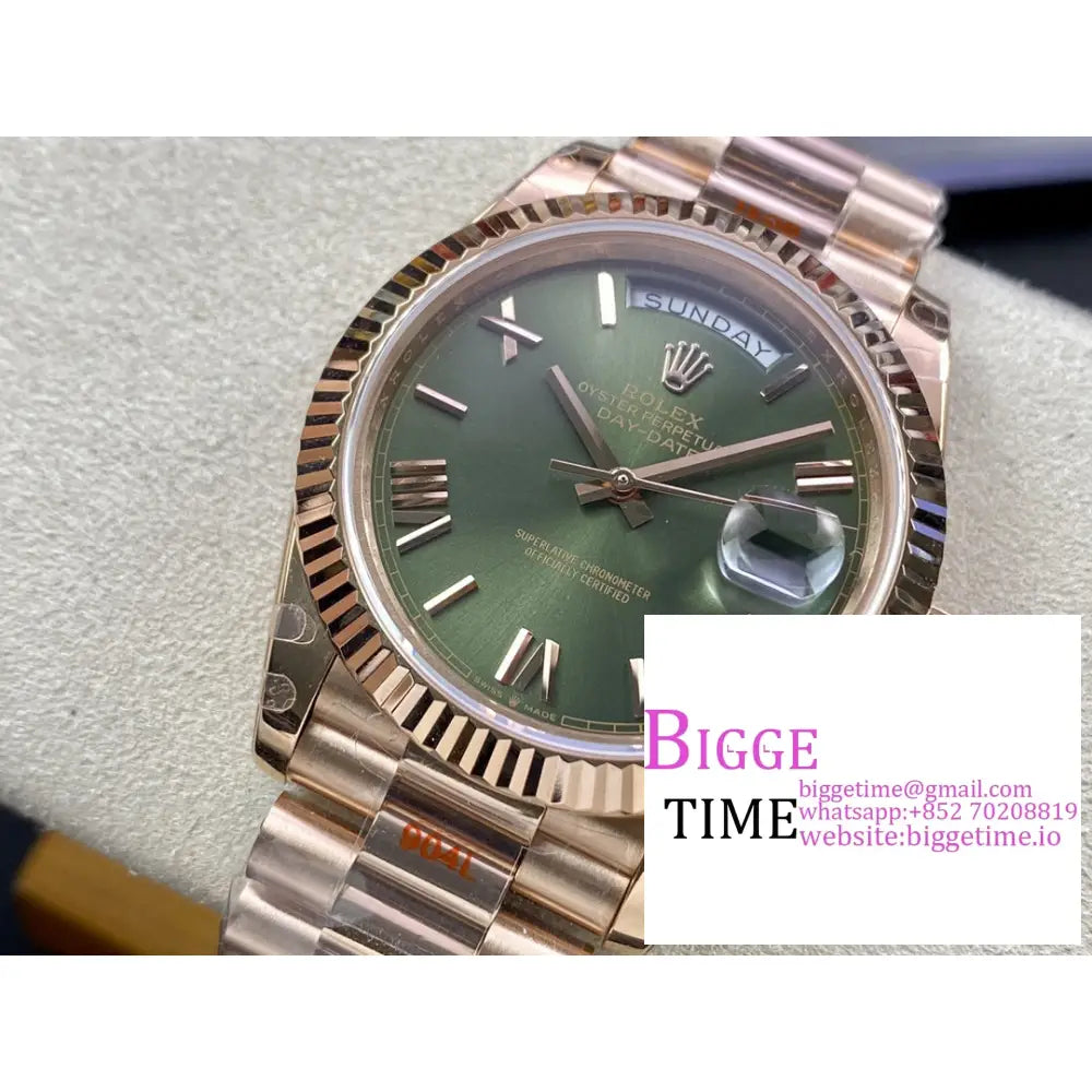 Daydate 40Mm Rg Green Dial Roma Marker President Bracelet Gmf A3255 Rolex