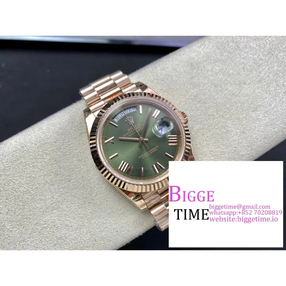 Daydate 40Mm Rg Green Dial Roma Marker President Bracelet Gmf A3255 Rolex