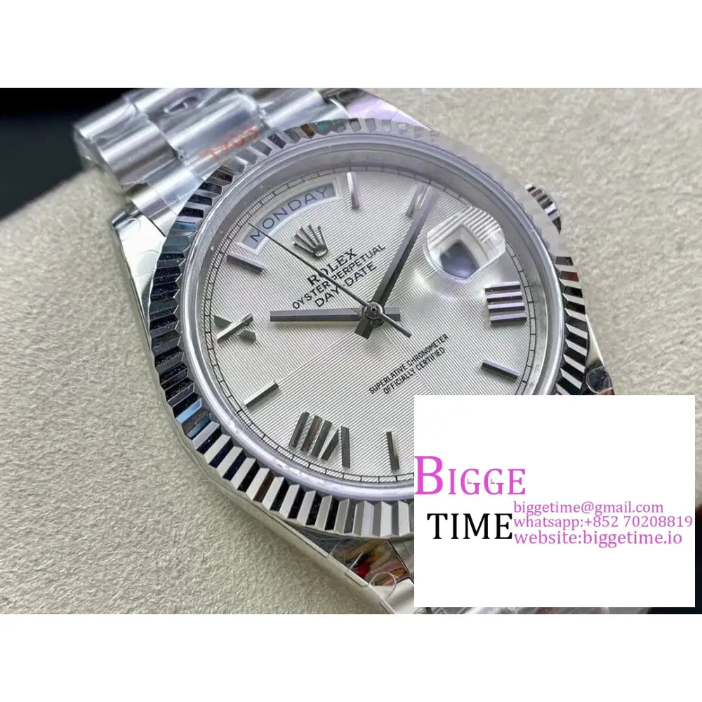 Daydate 40Mm White Dial Roma Marker President Bracelet Gmf A2836 Rolex