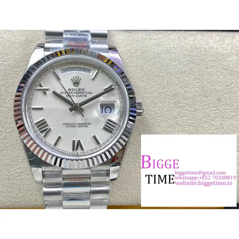 Daydate 40Mm White Dial Roma Marker President Bracelet Gmf A2836 Rolex