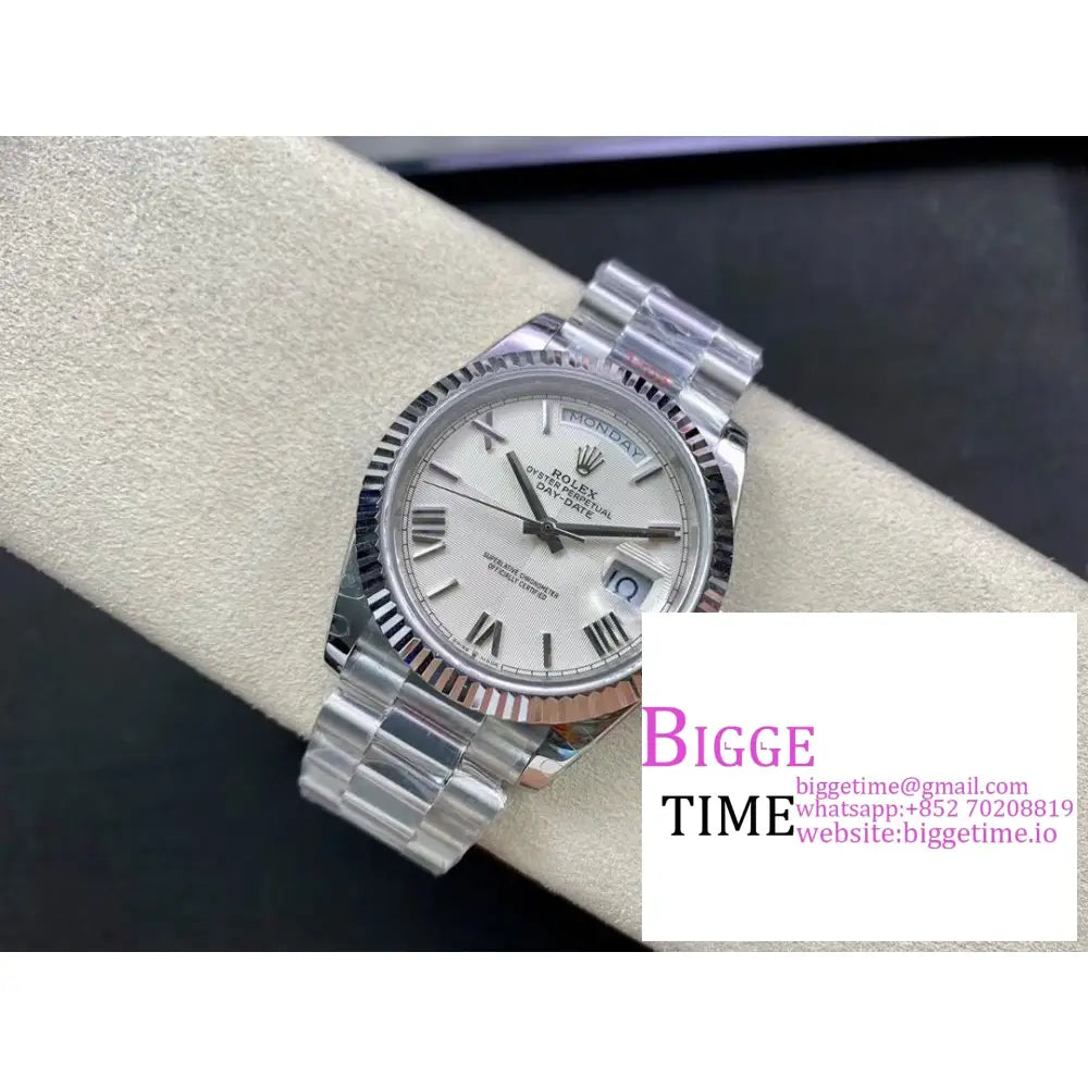 Daydate 40Mm White Dial Roma Marker President Bracelet Gmf A2836 Rolex