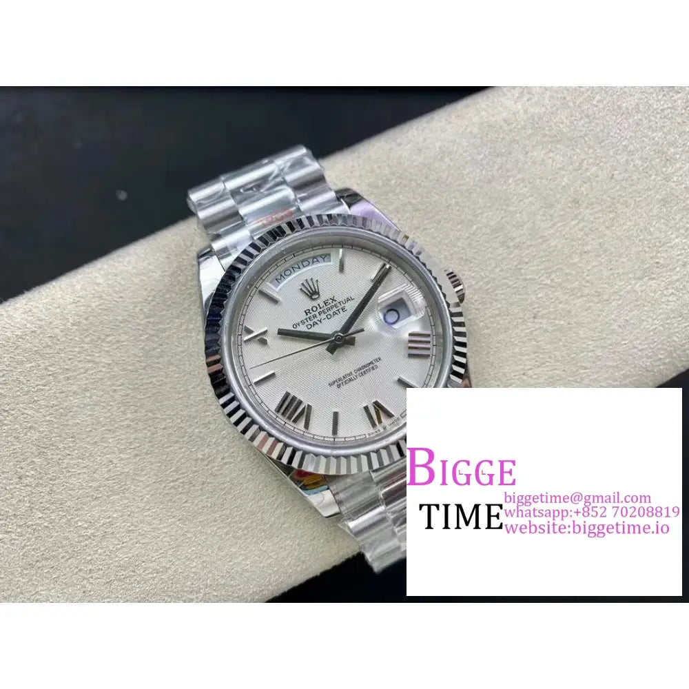 Daydate 40Mm White Dial Roma Marker President Bracelet Gmf A2836 Rolex