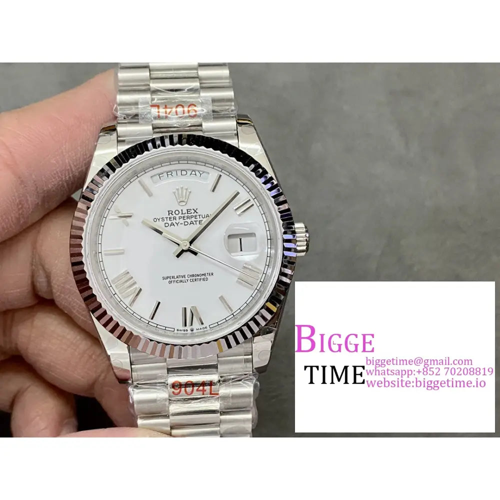 Daydate 40Mm White Dial Roma Marker President Bracelet Gmf A3255 Rolex