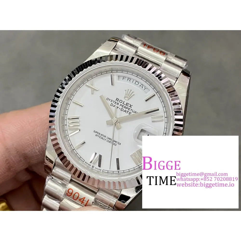 Daydate 40Mm White Dial Roma Marker President Bracelet Gmf A3255 Rolex