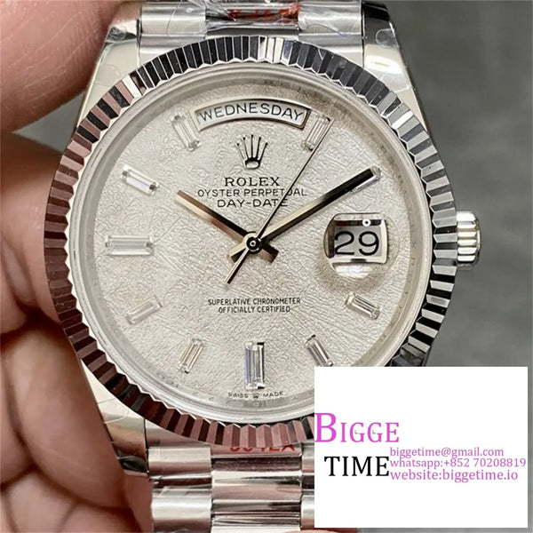 Daydate 40Mm White Meteorite Dial President Bracelet Gmf A2836 Tungsten Option1 Rolex