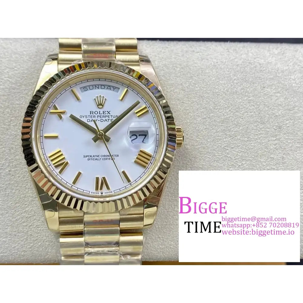 Daydate 40Mm Yg White Dial Roma Marker President Bracelet Gmf A2836 Rolex