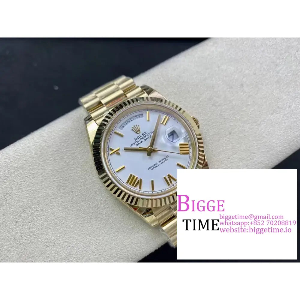 Daydate 40Mm Yg White Dial Roma Marker President Bracelet Gmf A2836 Rolex