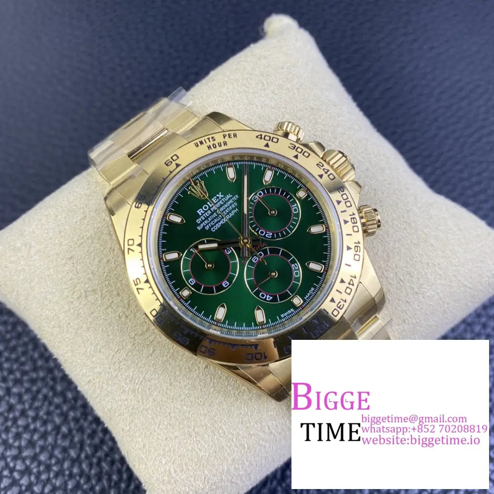 Daytona 116508 Yg Green Dial Bracelet Clean Factory Cf Sa4130 Rolex