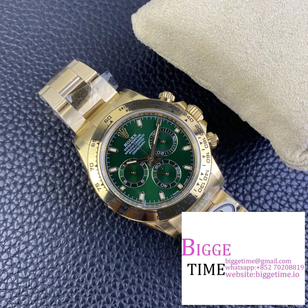 Daytona 116508 Yg Green Dial Bracelet Clean Factory Cf Sa4130 Rolex