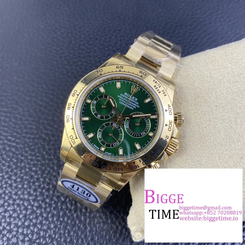 Daytona 116508 Yg Green Dial Bracelet Clean Factory Cf Sa4130 Rolex