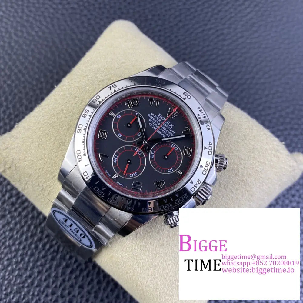 Daytona 116509 Black Dial Red Hand Arabic Numerals Marker Ss Bracelet Clean Factory Cf Sa4130 Rolex