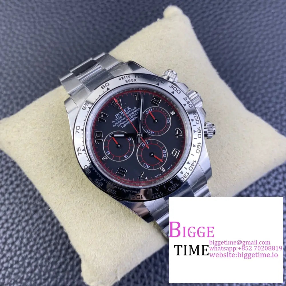 Daytona 116509 Black Dial Red Hand Arabic Numerals Marker Ss Bracelet Clean Factory Cf Sa4130 Rolex