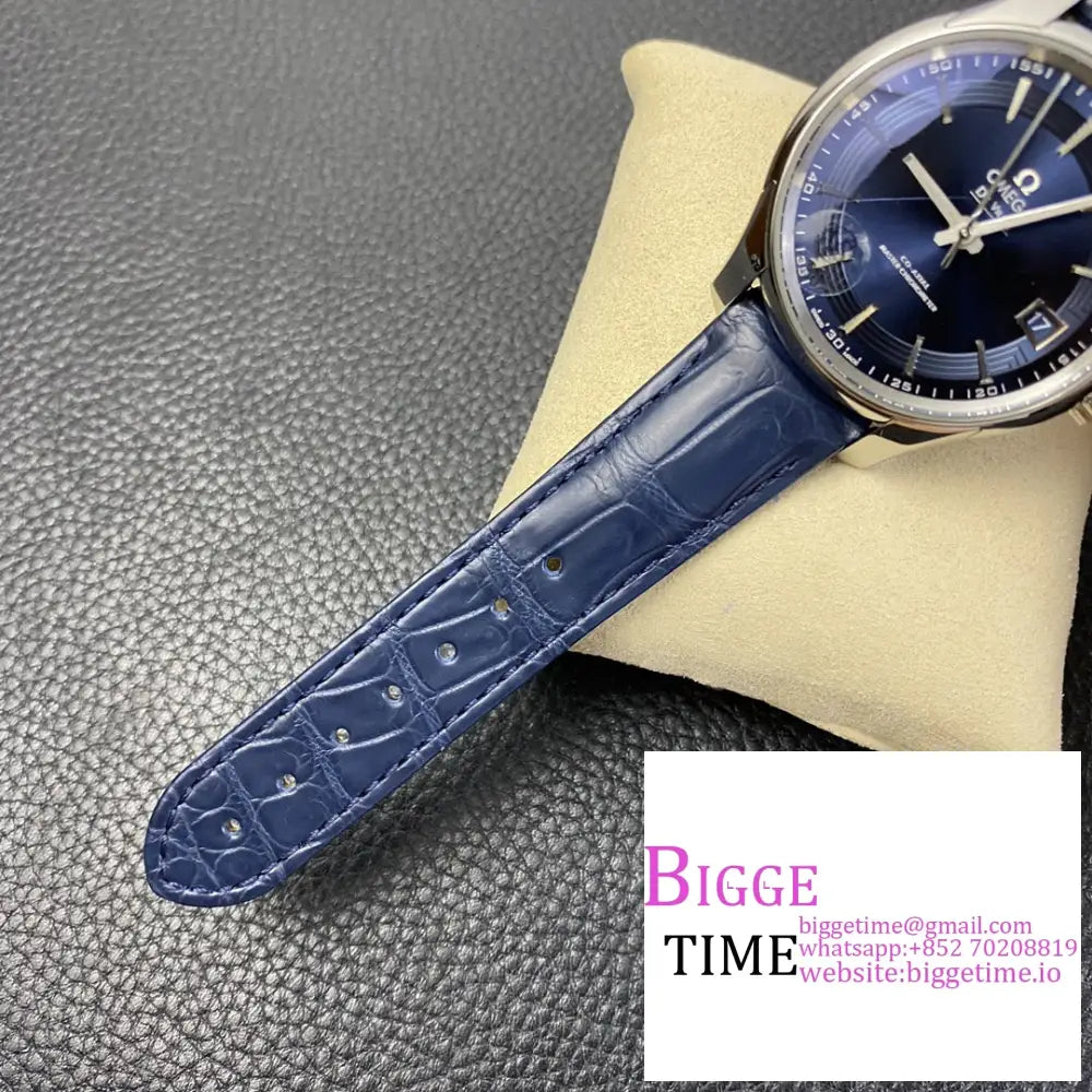 De Ville Hour Vision 41Mm Blue Dial Leather Strap Vsf A8500 Omega