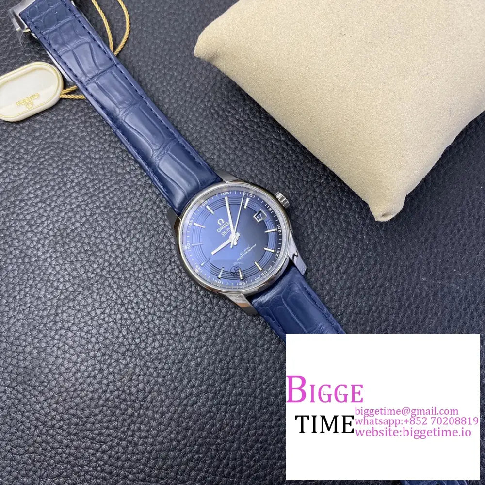 De Ville Hour Vision 41Mm Blue Dial Leather Strap Vsf A8500 Omega