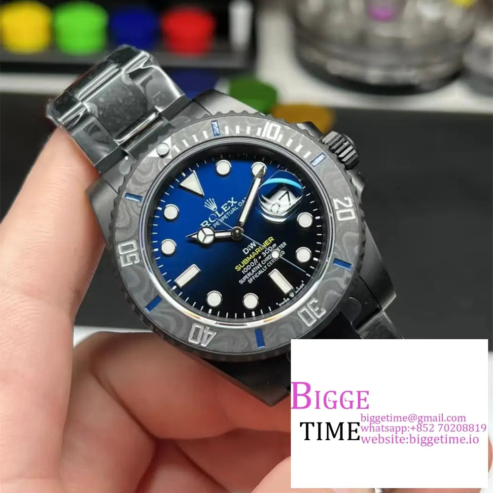 Diw Submariner 40Mm Dlc Blue/Black Dial Ss Bracelet Vsf Vs3135 Rolex