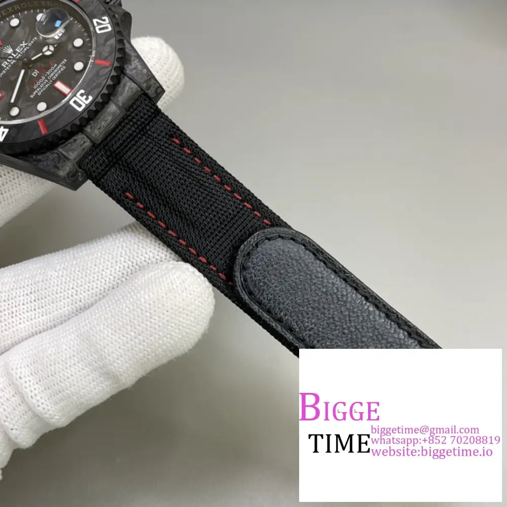 Diw Submariner 40Mm Forged Carbon Red Element Black Dial Nylon Strap Vsf Vs3135 Rolex