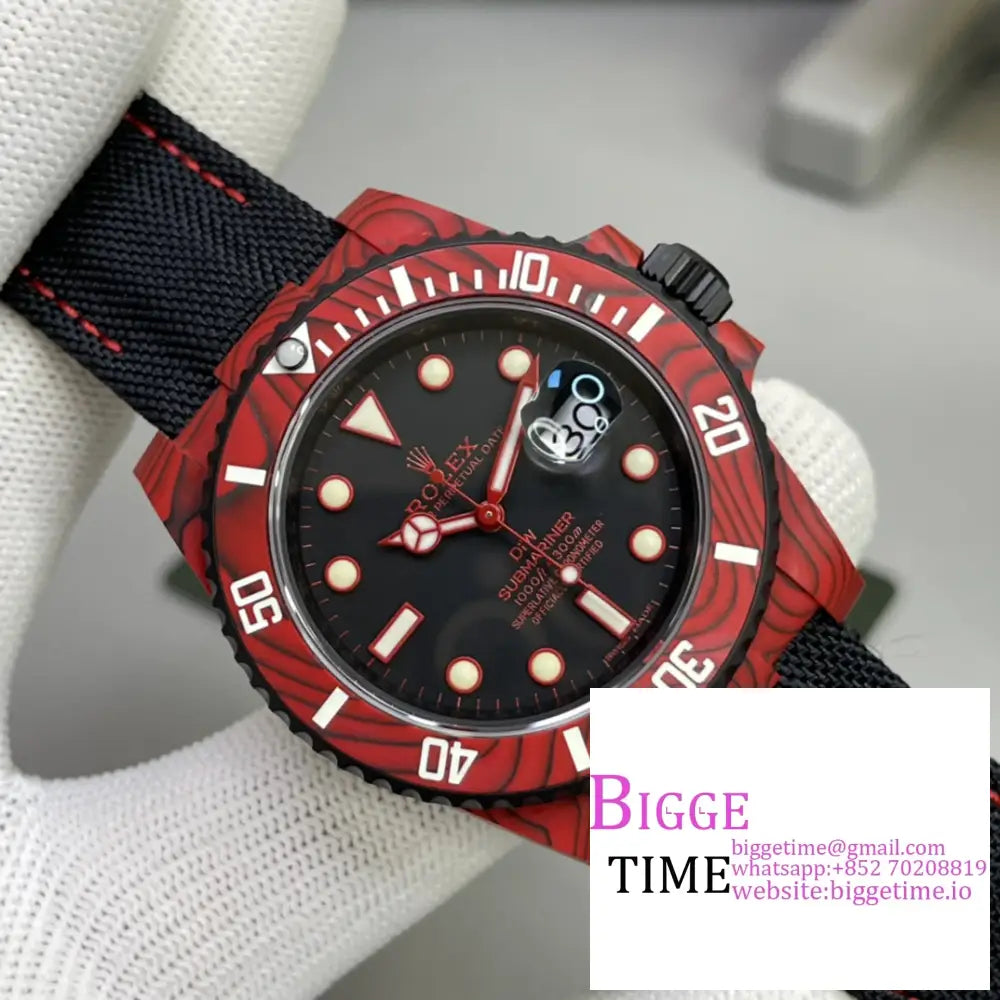 Diw Submariner 40Mm Red Bezel Black Dial Nylon Strap Vsf Vs3135 Rolex