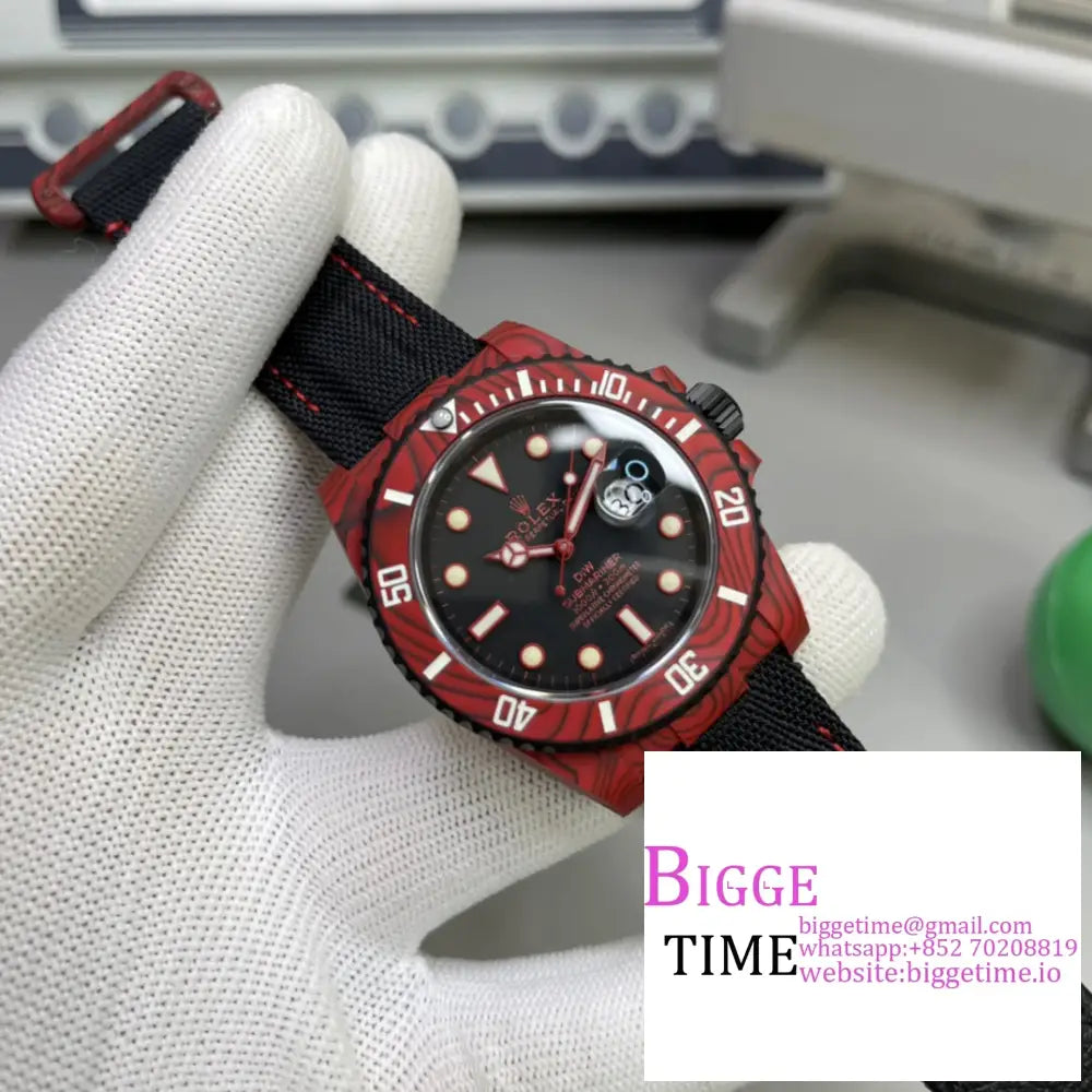 Diw Submariner 40Mm Red Bezel Black Dial Nylon Strap Vsf Vs3135 Rolex