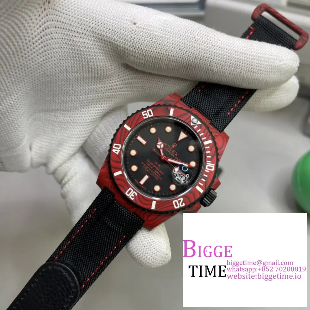 Diw Submariner 40Mm Red Bezel Black Dial Nylon Strap Vsf Vs3135 Rolex