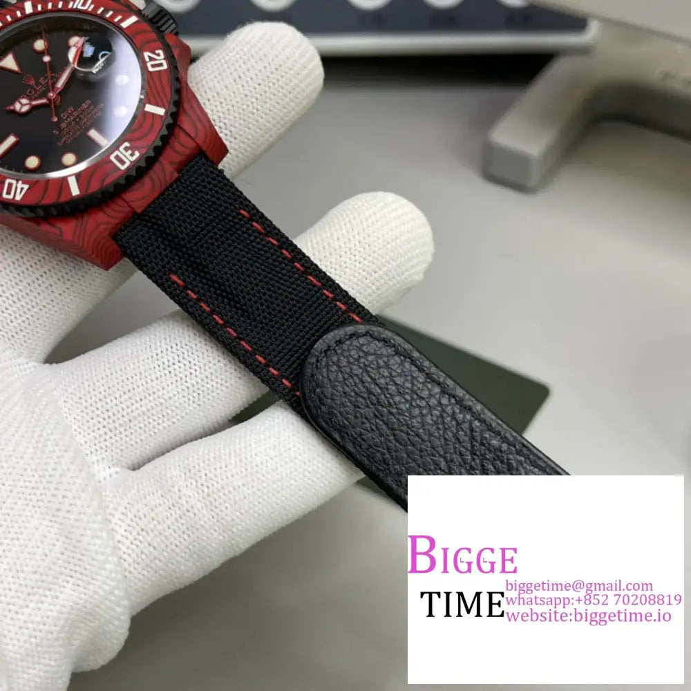 Diw Submariner 40Mm Red Bezel Black Dial Nylon Strap Vsf Vs3135 Rolex