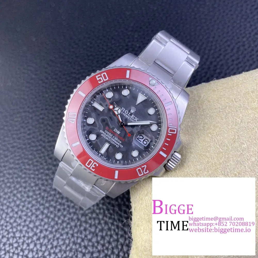 Diw Submariner 40Mm Red Bezel Carbon Dial Ss Bracelet Vsf Vs3135 Rolex