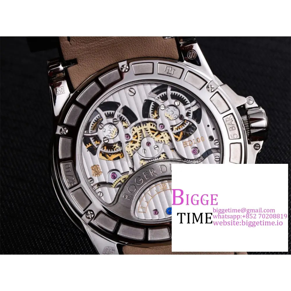 Excalibur Double Tourbillon 45M Black/White Dial Black Leather Strap Jbf Tourb Roger Dubuis