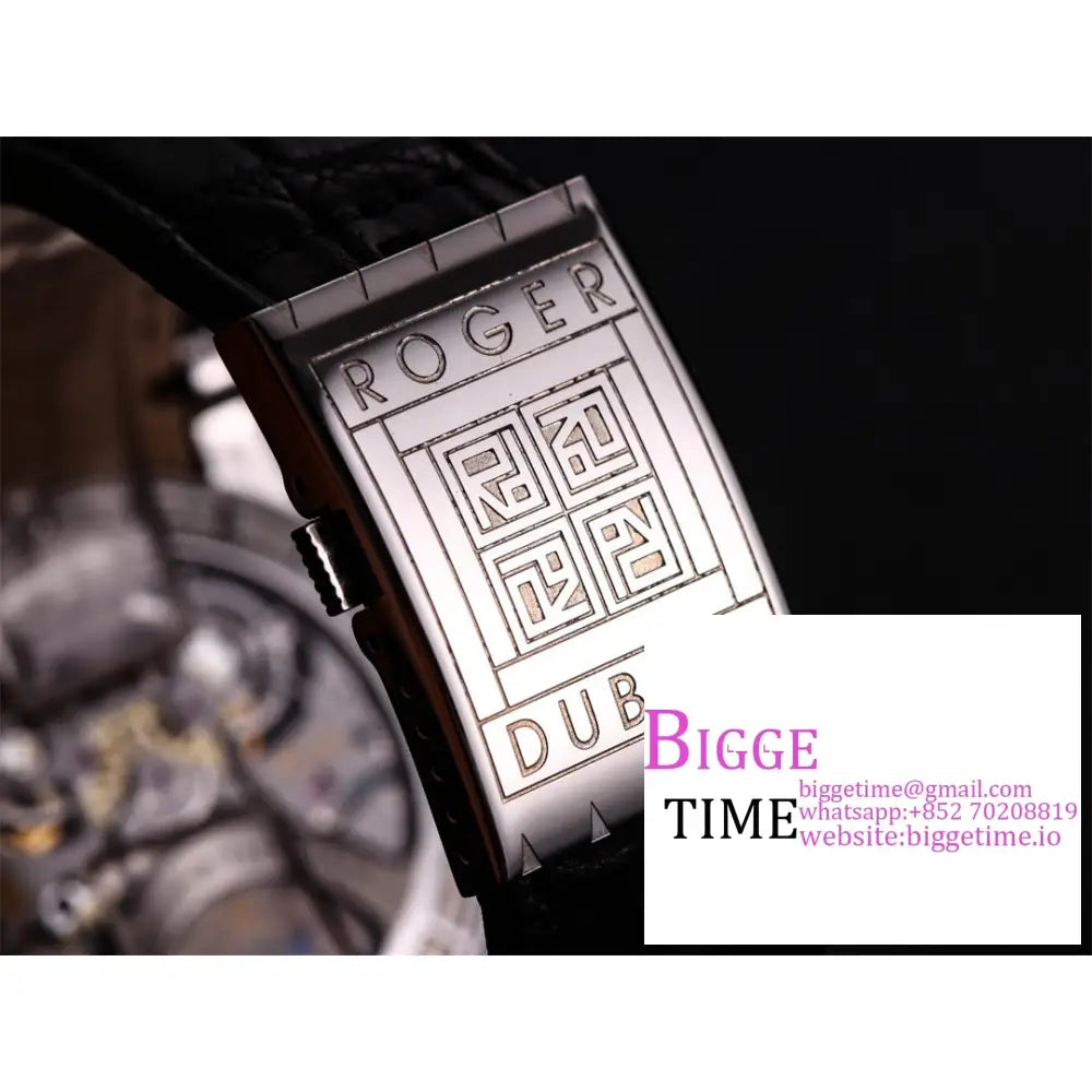 Excalibur Double Tourbillon 45M Black/White Dial Black Leather Strap Jbf Tourb Roger Dubuis