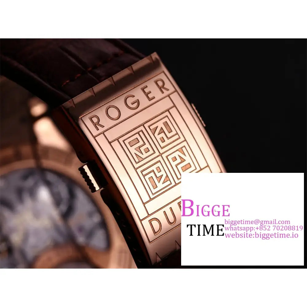 Excalibur Double Tourbillon 45M Rg White Dial Brown Leather Strap Jbf Tourb Roger Dubuis