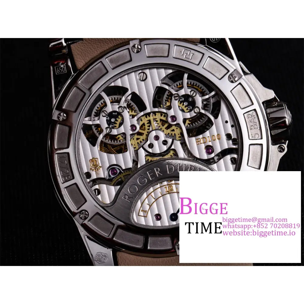 Excalibur Double Tourbillon 45M White Dial Black Leather Strap Jbf Tourb Roger Dubuis