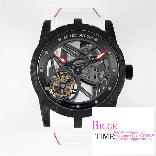 Excalibur Tourbillon 45M Black Openwork White Rubber Strap Jbf Tourb Option1 Roger Dubuis